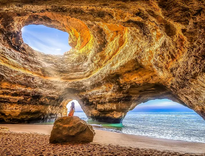 Speedboat on the Benagil Cave boat tour cruising the Algarve coastline