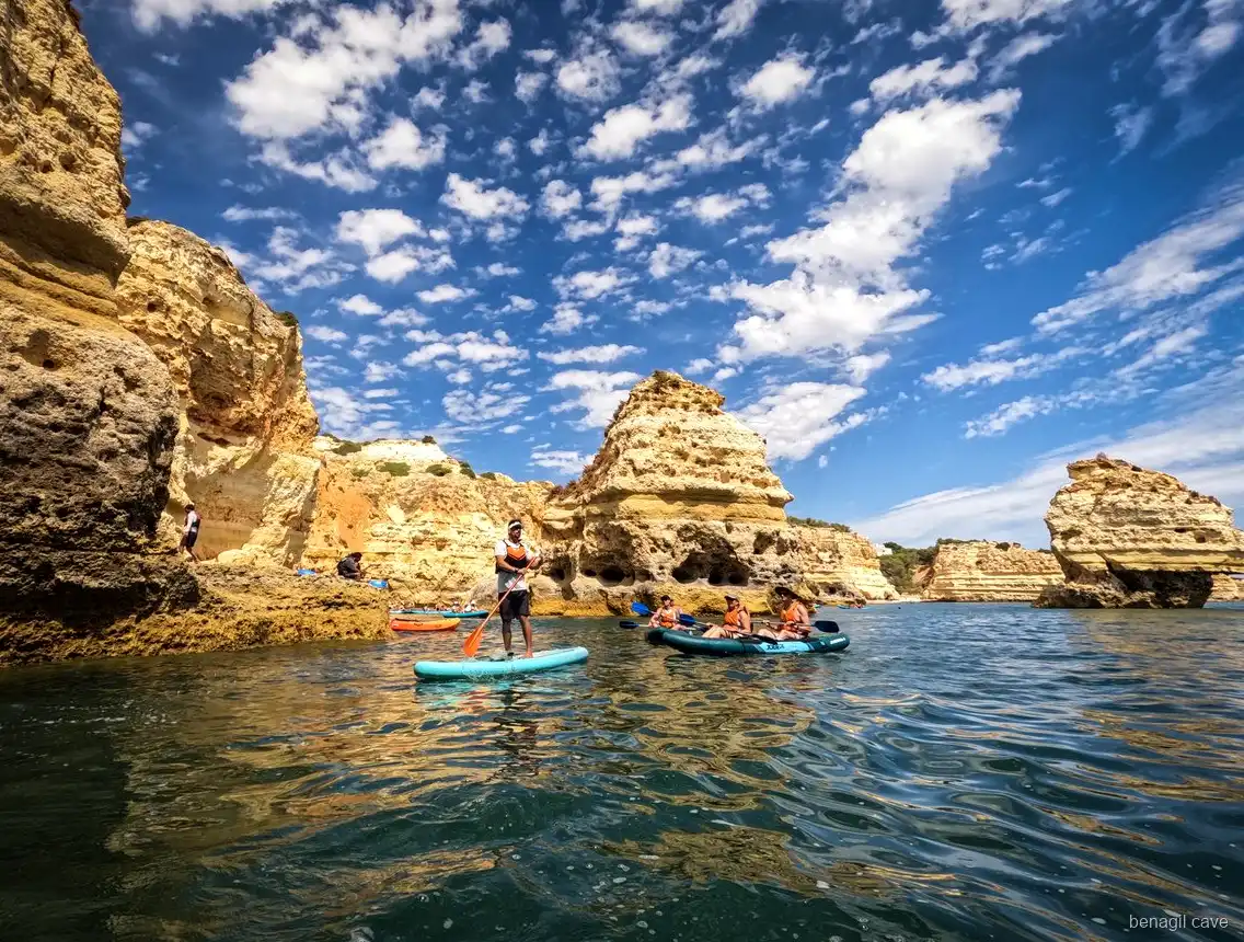 Swim stop near Benagil Cave during the guided kayak tour