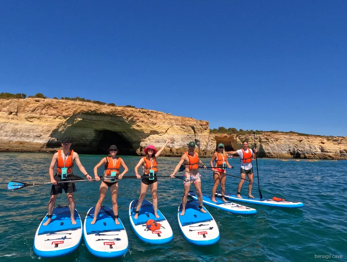 Paddleboarder approaching Algar de Benagil on the Benagil Cave paddleboard tour